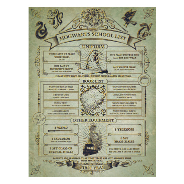 Harry Potter Canvas Tavla Hogwarts School List