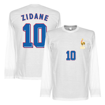Frankrike T-shirt Zidane 1998 Away Ls Zinedine Zidane Vit