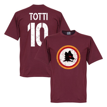 Roma T-shirt Vintage Crest With Totti 10 Francesco Totti Rödbrun