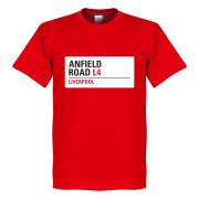 Liverpool T-shirt Anfield Road Sign Röd