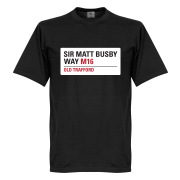 Manchester United T-shirt Sir Matt Busby Way Sign Svart