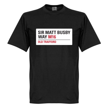 Manchester United T-shirt Sir Matt Busby Way Sign Svart