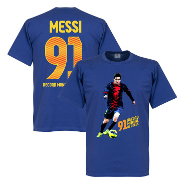 Barcelona T-shirt Messi 91 World Record Goals Lionel Messi Blå