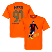 Barcelona T-shirt Messi 91 World Record Goals Lionel Messi Orange