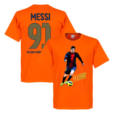 Barcelona T-shirt Messi 91 World Record Goals Lionel Messi Orange