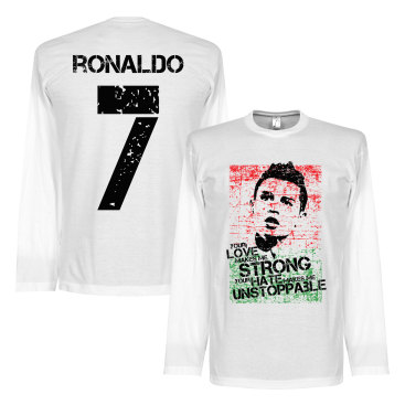 Portugal T-shirt Ronaldo 7 Flag Flag Ls Cristiano Ronaldo Vit