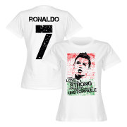 Portugal T-shirt Ronaldo 7 Flag Dam Cristiano Ronaldo Vit