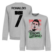 Portugal Tröja Ronaldo 7 Flag Sweatshirt Cristiano Ronaldo Grå