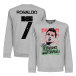 Portugal Tröja Ronaldo 7 Flag Sweatshirt Cristiano Ronaldo Grå