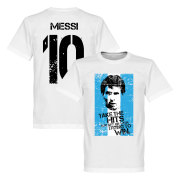 Argentina T-shirt Messi 10 Flag Lionel Messi Vit