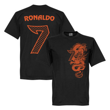 Real Madrid T-shirt Cristiano Ronaldo 7 Dragon Svart/orange