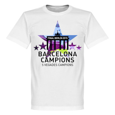 Barcelona T-shirt Winners 2015 5 Star European Winners Barn Vit