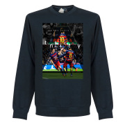 Barcelona Tröja The Holy Trinity Sweatshirt Luis Suarez Mörkblå