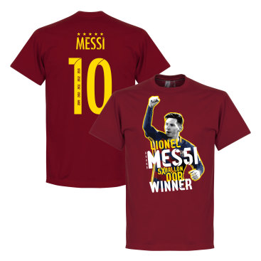 Barcelona T-shirt Messi No 10 Five Time Ballon Dor Winner Lionel Messi Röd