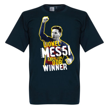 Barcelona T-shirt Messi Five Time Ballon Dor Winner Lionel Messi Mörkblå