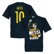 Barcelona T-shirt Messi No 10 Five Time Ballon Dor Winner Lionel Messi Mörkblå
