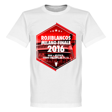 Atletico Madrid T-shirt 2016 Rojiblancos Milano Finale Vit