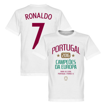 Portugal T-shirt European Champions 2016 Ronaldo Barn Cristiano Ronaldo Vit