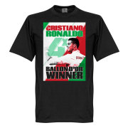 Portugal T-shirt Ronaldo 4 Times Ballon Dor Winners Cristiano Ronaldo Svart