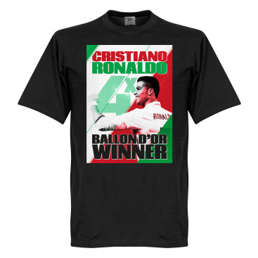 Portugal T-shirt Ronaldo 4 Times Ballon Dor Winners Cristiano Ronaldo Svart