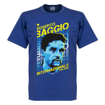 Inter T-shirt Roberto Baggio Portrait Blå