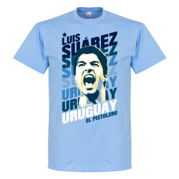 Uruguay T-shirt Portrait Luis Suarez Ljusblå