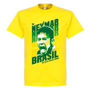 Brasilien T-shirt Portrait Barn Neymar Gul