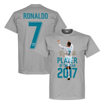 Real Madrid T-shirt Ronaldo 2017 Player Of The Year Cristiano Ronaldo Grå
