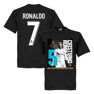 Real Madrid T-shirt Ronaldo 7 5x Ballon Dor Cristiano Ronaldo Svart