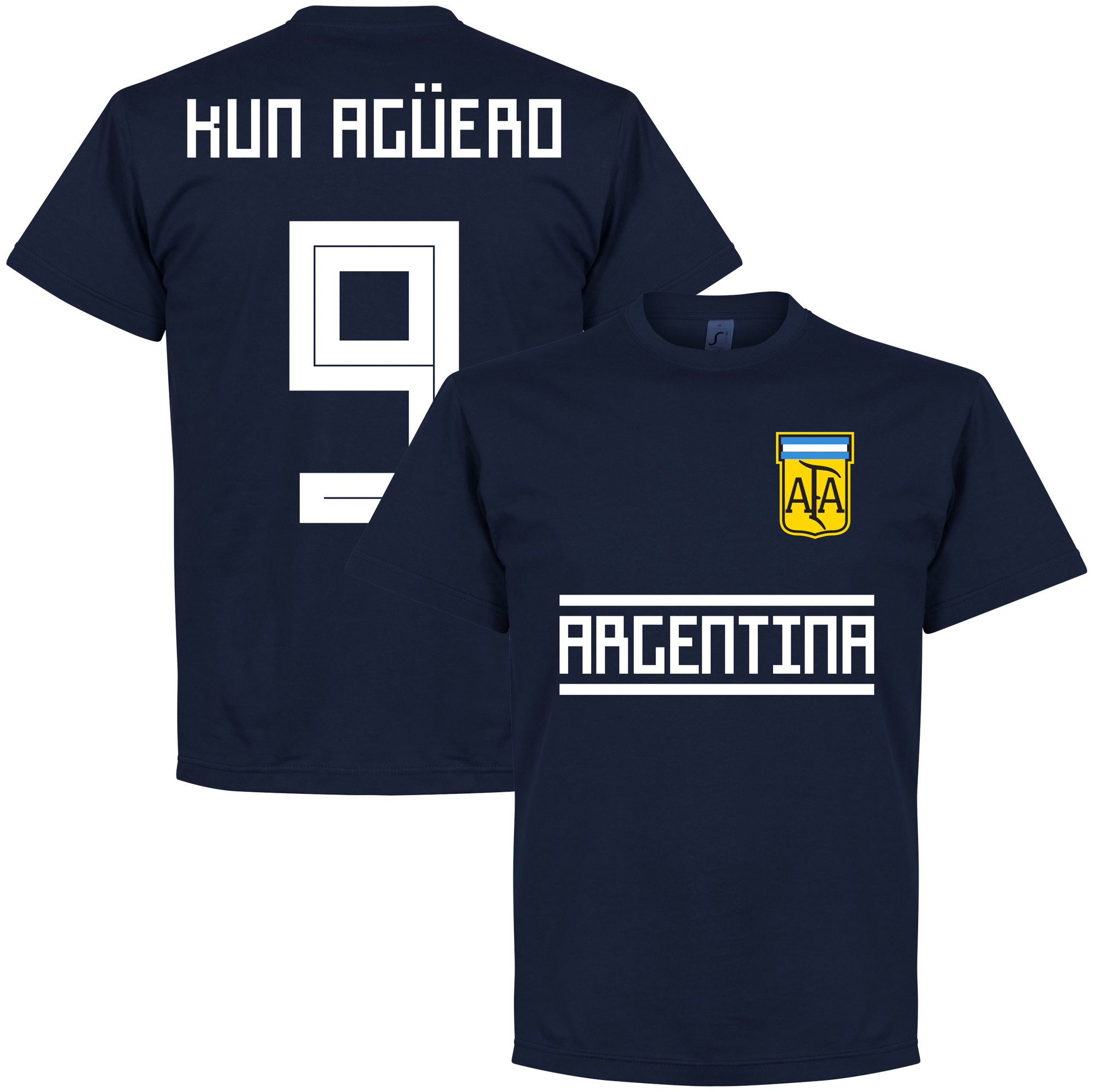 Argentina T-shirt Kun Aguero 9 Team Sergio Aguero Mörkblå