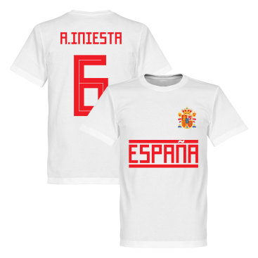 Spanien T-shirt Iniesta 6 Team Andres Iniesta Vit