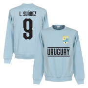 Uruguay Tröja Suarez 9 Team Sweatshirt Luis Suarez Ljusblå