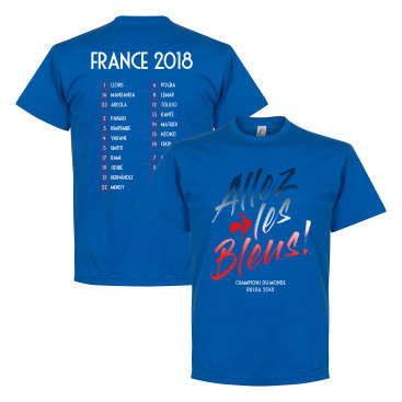 Frankrike T-shirt Winners Allez Les Bleus Russia 2018 Squad Blå