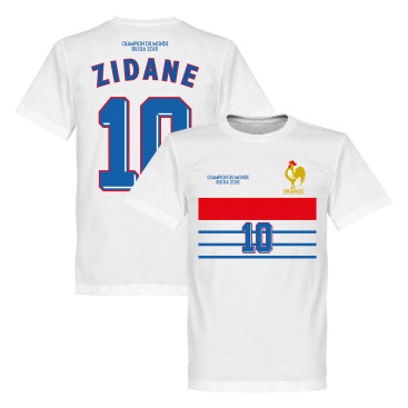 Frankrike T-shirt Winners Champions 98 Retro Zidane 10 Zinedine Zidane Vit