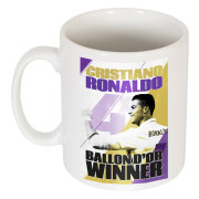Real Madrid Mugg Ronaldo 4 Times Ballon Dor Winners Vit