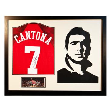 Manchester United Signerad Tröja Cantona Siluett