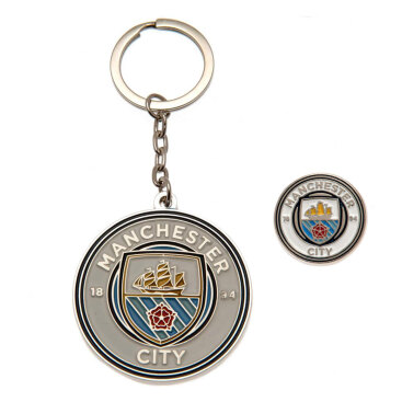 Manchester City Nyckelring Och Pin Circle