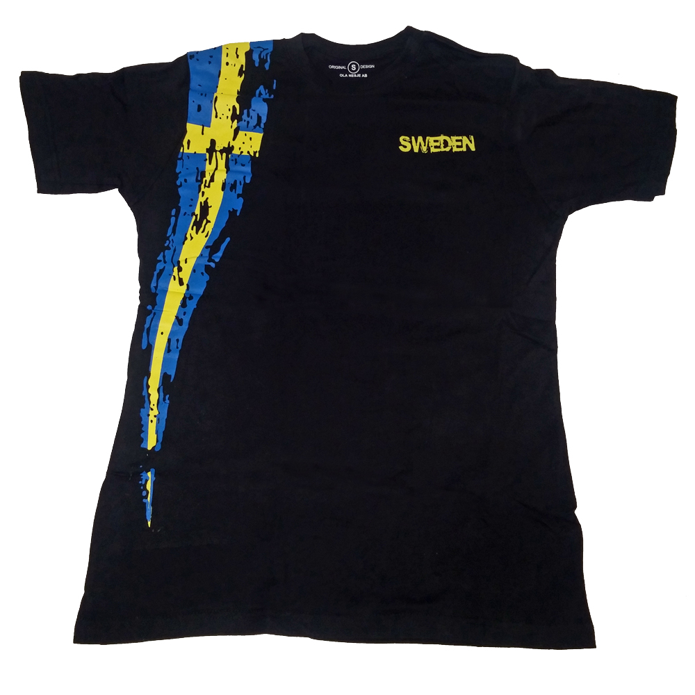Sverige T-shirt Flagga Svart M